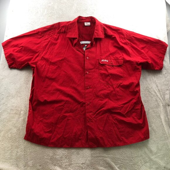 Disney Store Men Shirt Size 2XL Red Mickey Mouse Ink & Pain Dept Uniform Classic - Picture 9 of 10